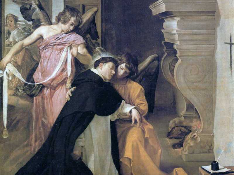 Diego Velázquez, “San Tommaso d'Aquino confortato dagli angeli”, 1631 (Wikipedia) <br />