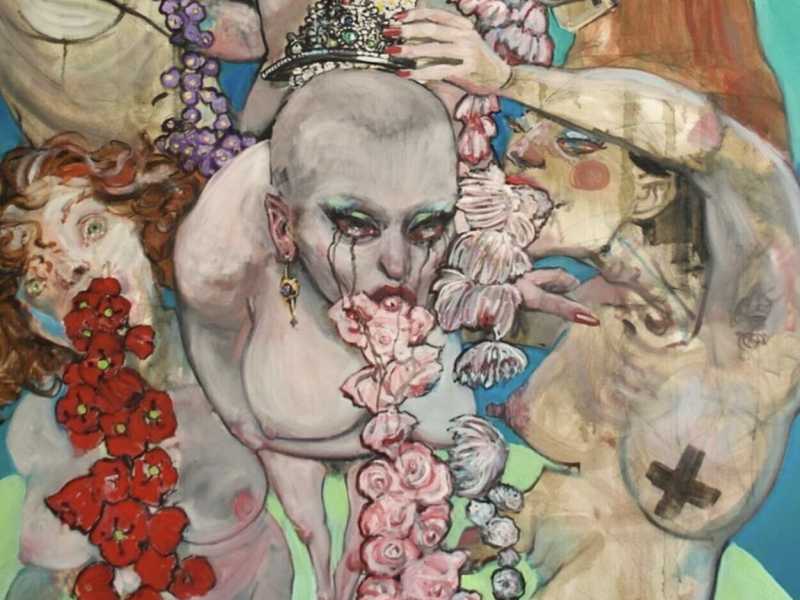 Enrico Robusti, &ldquo;Proclamazione di Miss Vomito&rdquo; (particolare). Olio su tela, 100 x 120 cm, 2022 