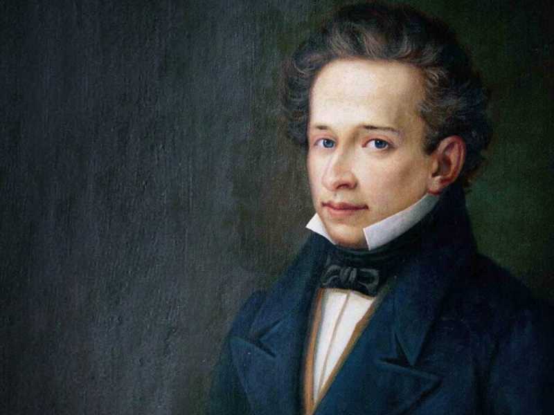 Il celebre ritratto di Giacomo Leopardi realizzato da S. Ferrazzi (Casa Leopardi, Recanati, 1820 circa) <br />