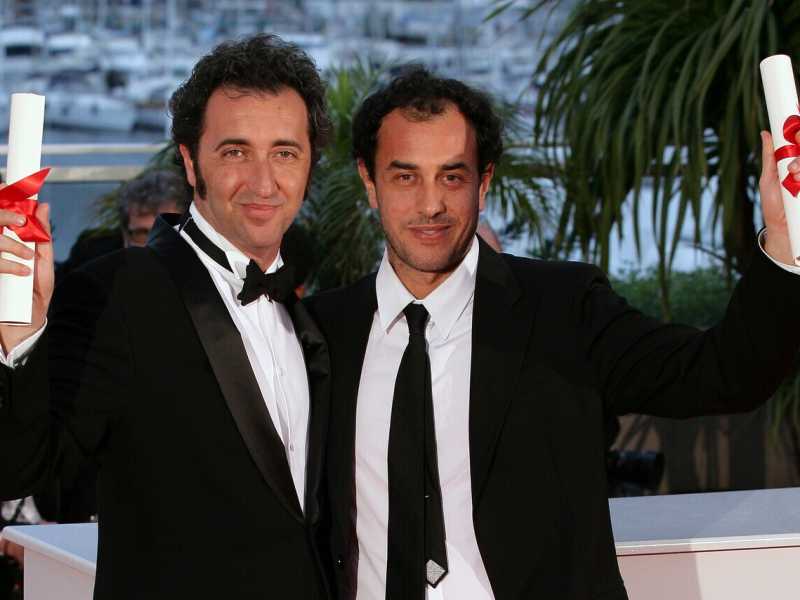 Paolo Sorrentino e Matteo Garrone al Festival del Cinema di Cannes nel 2008 (LaPresse) <br />