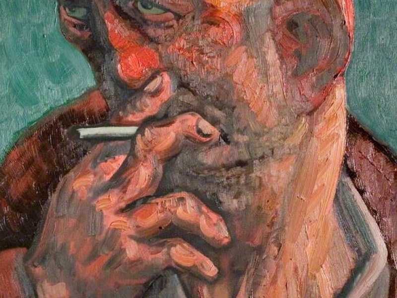 Man with a Cigarette (dett.), Peter Howson (1958), Herbert Art Gallery & Museum <br />