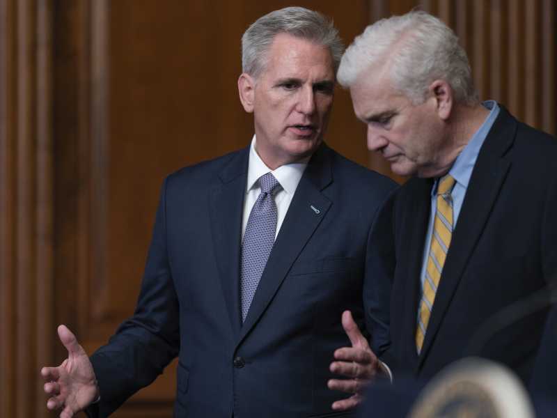 Kevin McCarthy (a sinistra) e Tom Emmer (foto LaPresse)&nbsp;<br />