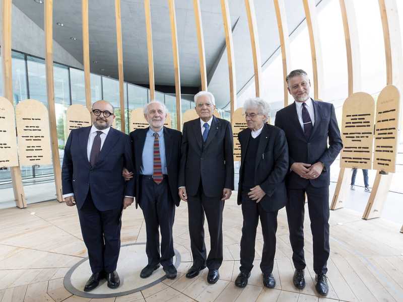 Al Maxxi per la presentazione dell'opera Non uccidere dedicata al 75° anniversario della Costituzione (LaPresse) <br />