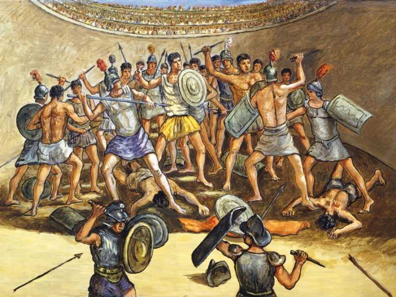 Combattimento di gladiatori di Giorgio De Chirico (Foto Ansa)<br />