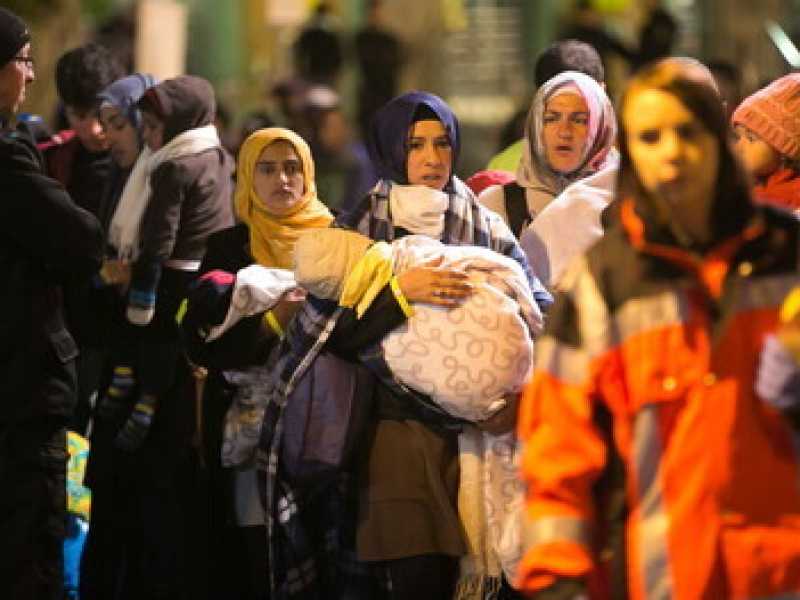 Foto LaPresse, migranti siriani a Monaco di Baviera nel 2015&nbsp;<br />
