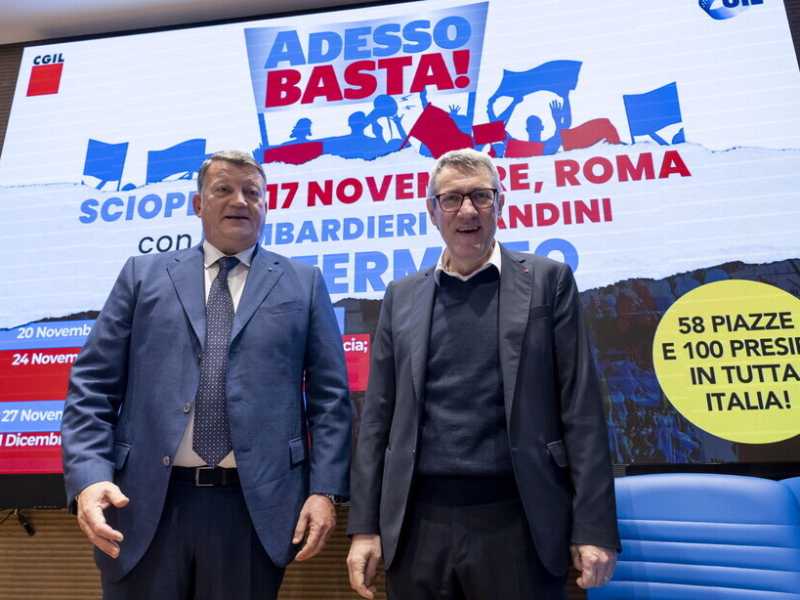 Bombardieri e Landini, i segretari di Uil e Cgil (Ansa)