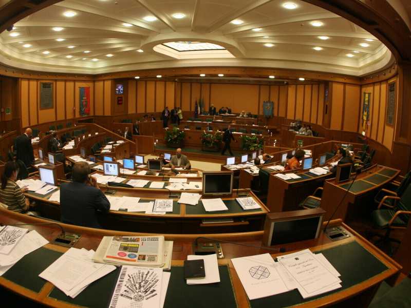 Aula del Consiglio della Regione Lazio, in via della Pisana (Ansa) <br />