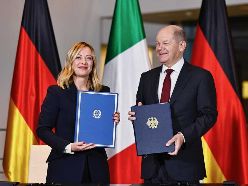 &nbsp;Giorgia Meloni e Olaf Scholz - foto Ansa