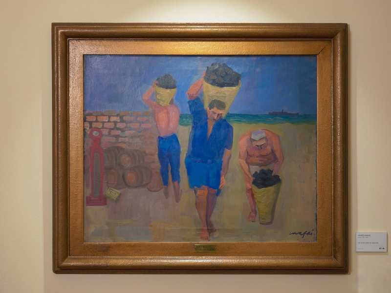 Mario Mafai, Gli scaricatori di carbone, 1949, olio su tela (immagine tratta dal sito internet della Collezione Verzocchi<br />