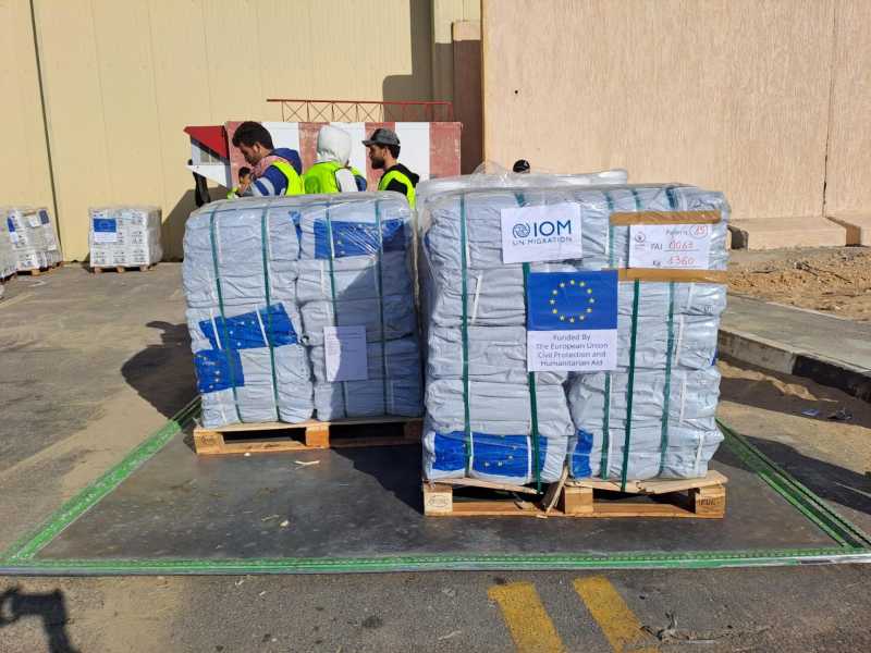 Aiuti e aerei all'aeroporto di Al Arish, 01 dicembre 2023. ANSA/DOMITILLA CONTE