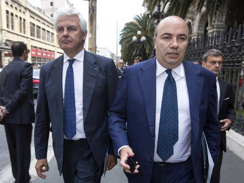 Alessandro Profumo e Fabrizio Viola (LaPresse)&nbsp;<br />
