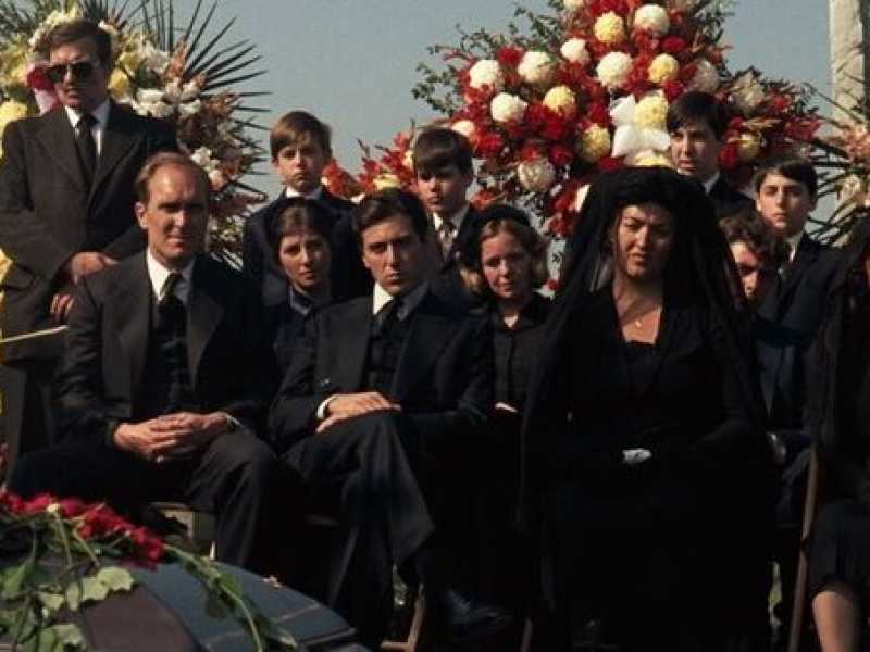 Il funerale di Don Vito Corleone in una scena del Padrino &nbsp;<br />