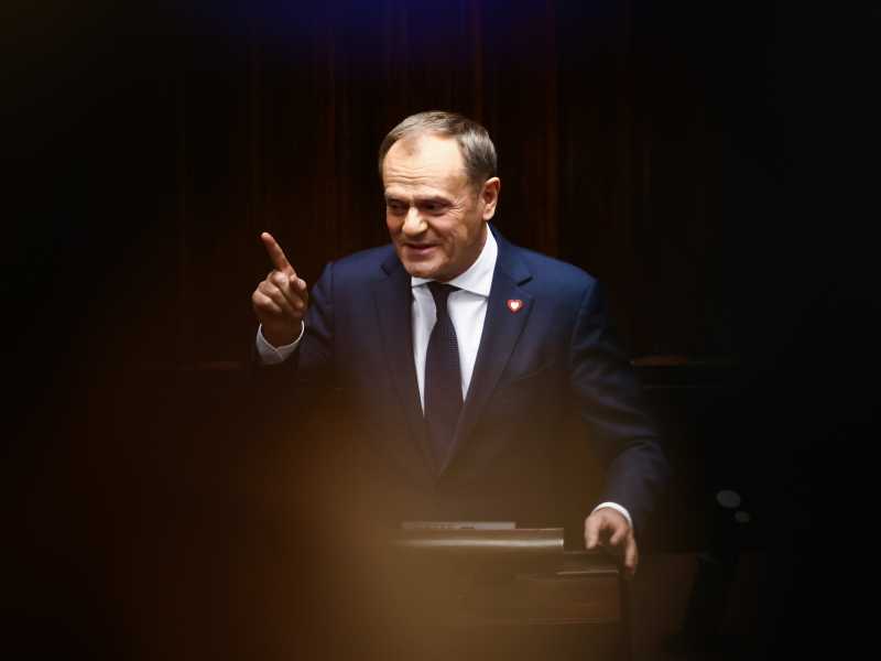 Donald Tusk (foto di Beata Zawrzel/NurPhoto via Getty Images)&nbsp;<br />