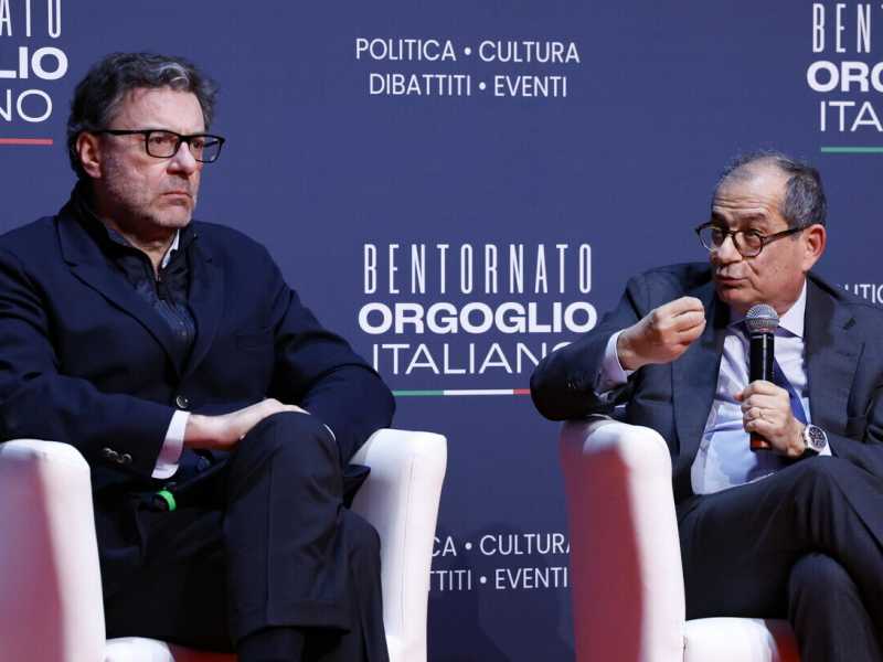 &nbsp;Giorgetti e Tria ad Atreju - foto Ansa