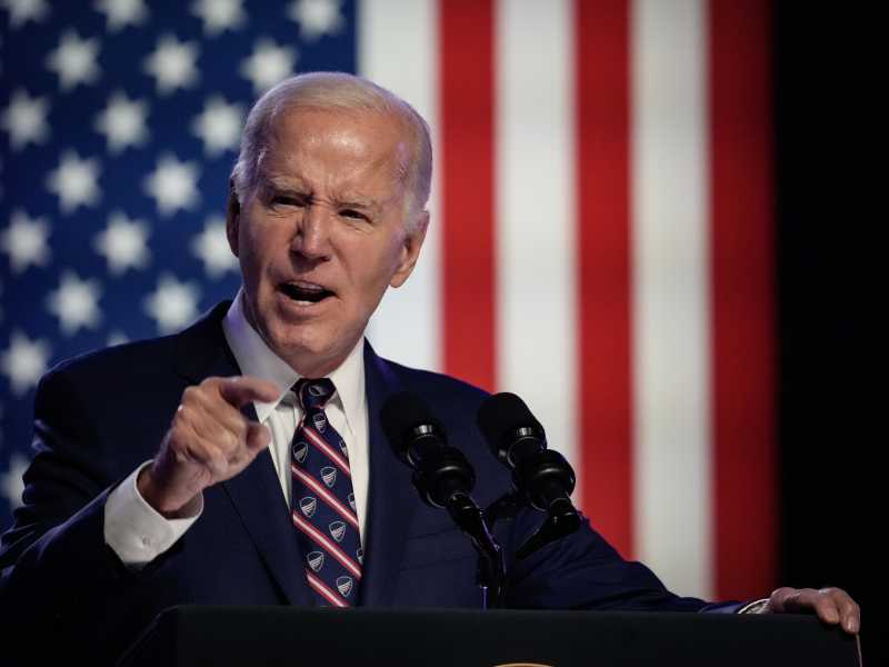 Il presidente Joe Biden a Blue Bell in Pennsylvania (foto Drew Angerer/Getty Images) <br />