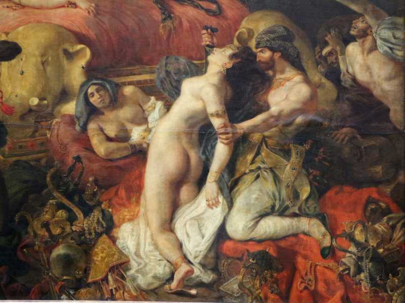Particolare dalla “Morte di Sardanapalo” di Delacroix, interpretazione romantica della crudeltà assira <br />