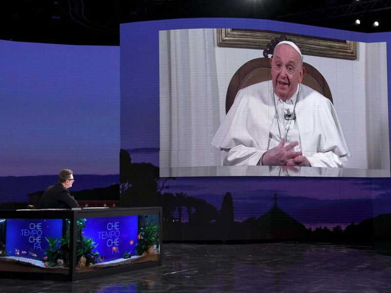 &nbsp;Papa Francesco da Fabio Fazio - foto Ansa