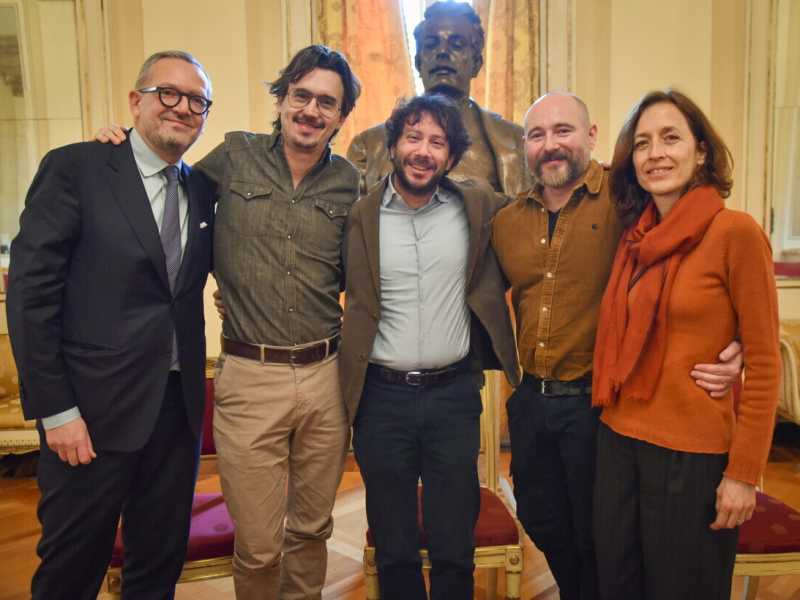  Damiano Michieletto Michele Gamba Paolo Fantin e Carla Teti alla conferenza stampa sulla nuova produzione dell'opera Medée al Teatro alla Scala