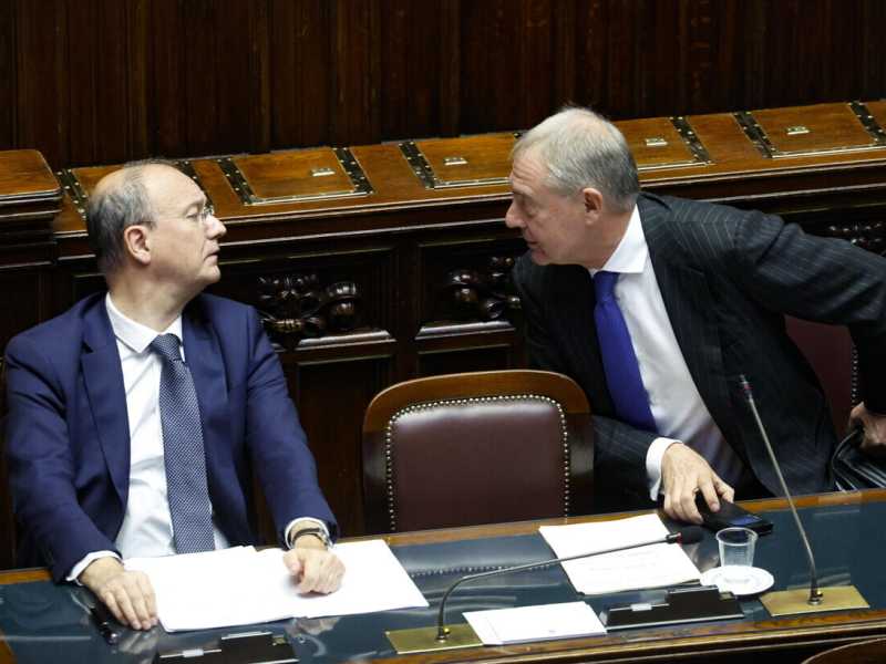 I ministri Valditara e Urso (Ansa)