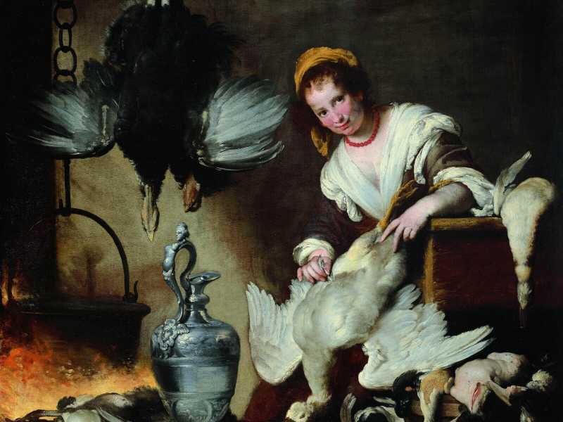  La Cuoca, olio su tela di Bernardo Strozzi