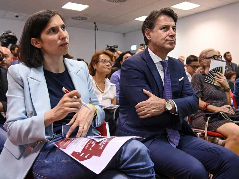 Elly Schelin e Giuseppe Conte (Ansa)