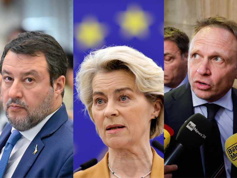  Matteo Salvini, Ursula von der Leyen e Francesco Lollobrigida - foto Ansa