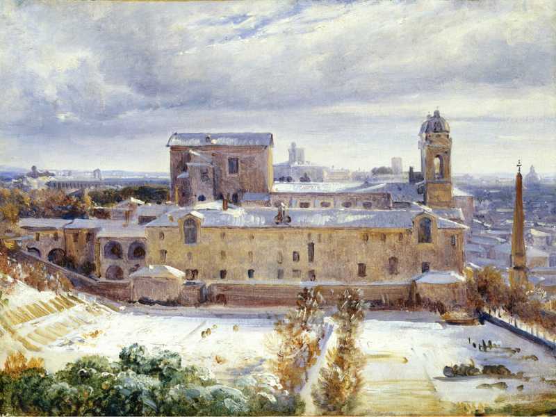 Santa Trinità dei Monti nella neve di André Giroux, 1830 circa <br />