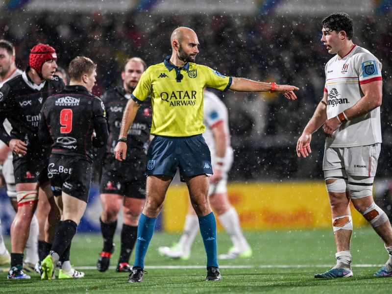 Andrea Piardi nel corso della gara della United Rugby Championship tra Ulster e Emirates Lions al Kingspan Stadium di Belfast. (Foto di Ramsey Cardy/Sportsfile via Getty Images)<br /><br />