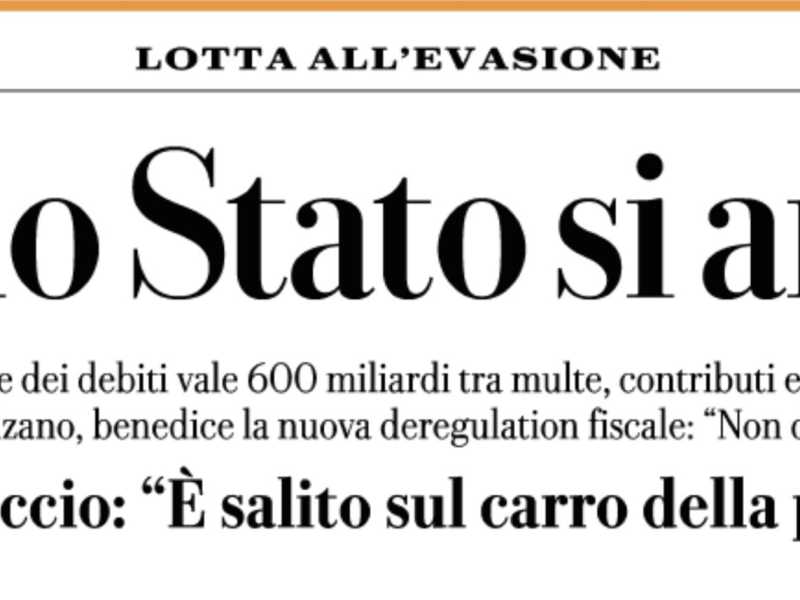 L'allarme di Repubblica sulla resa fiscale dello stato è fuorivante