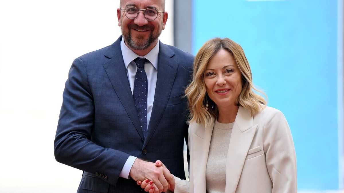 Immagine di Michel dopo aver incontrato Meloni non chiude all'ipotesi Draghi ai vertici della Ue