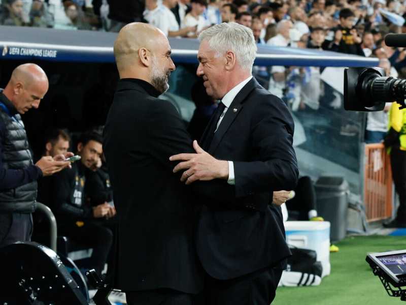 Pep Guardiola e Carlo Ancelotti - foto Ansa