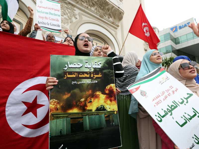  Le proteste a Tunisi in solidarietà con i palestinesi (foto Ansa)