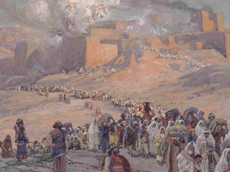 Un’illustrazione di James Tissot raffigura la deportazione degli ebrei da parte dei babilonesi (Wikipedia) <br />