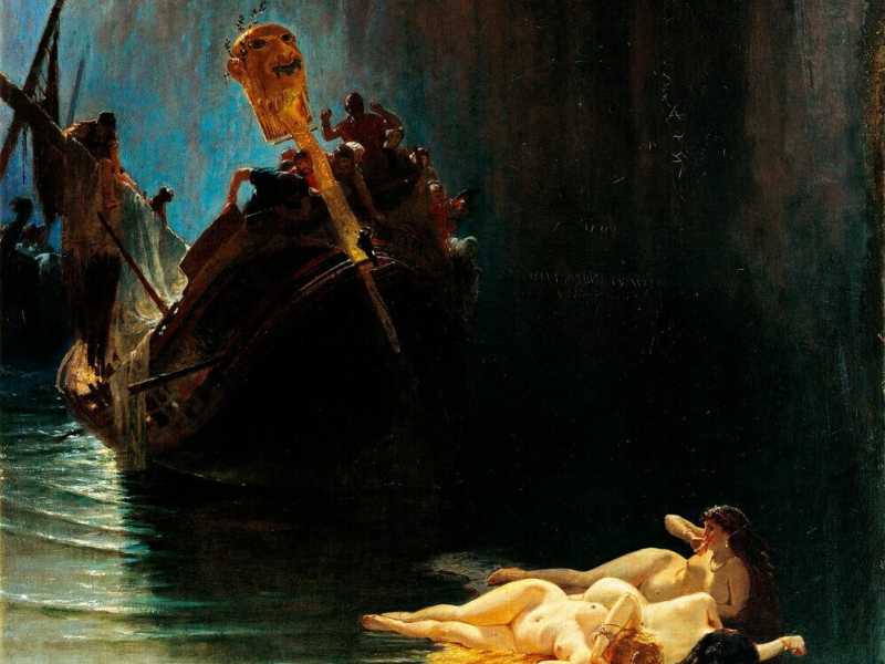 Eduardo Dalbono, “La leggenda delle sirene” (dett.), Napoli, Galleria dell’Accademia di belle arti (Getty) <br />
