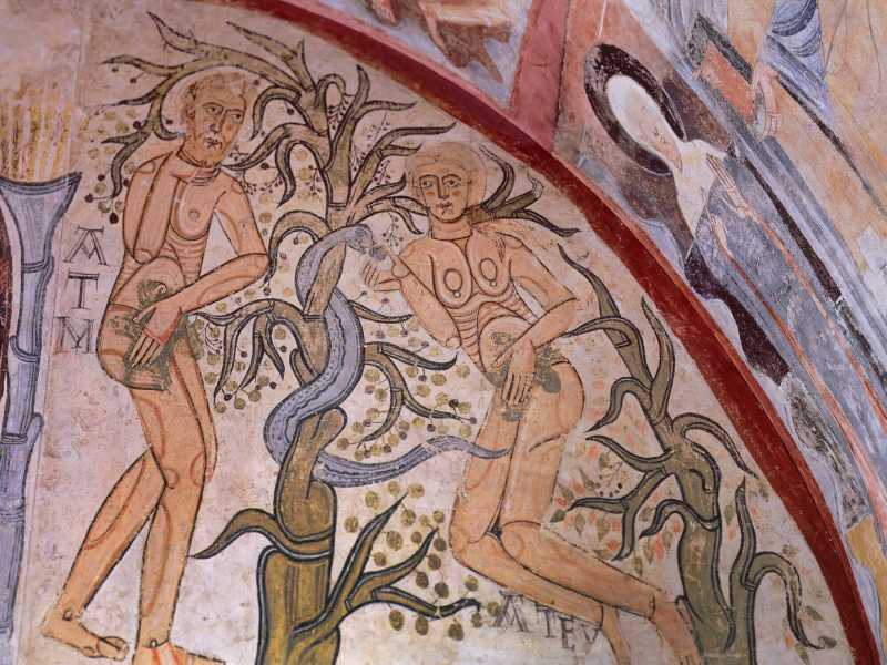 Il peccato originale, del Maestro di Maderuelo (attivo 1123-1125 ca). (Foto di DeAgostini/Getty Images)&nbsp;<br />