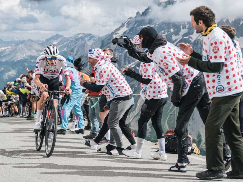 Tadej Pogacar sul Col du Galibier nel corso della 4a tappa del Tour de France 2024 (foto ASO/Charly Lopez)<br /> <br />