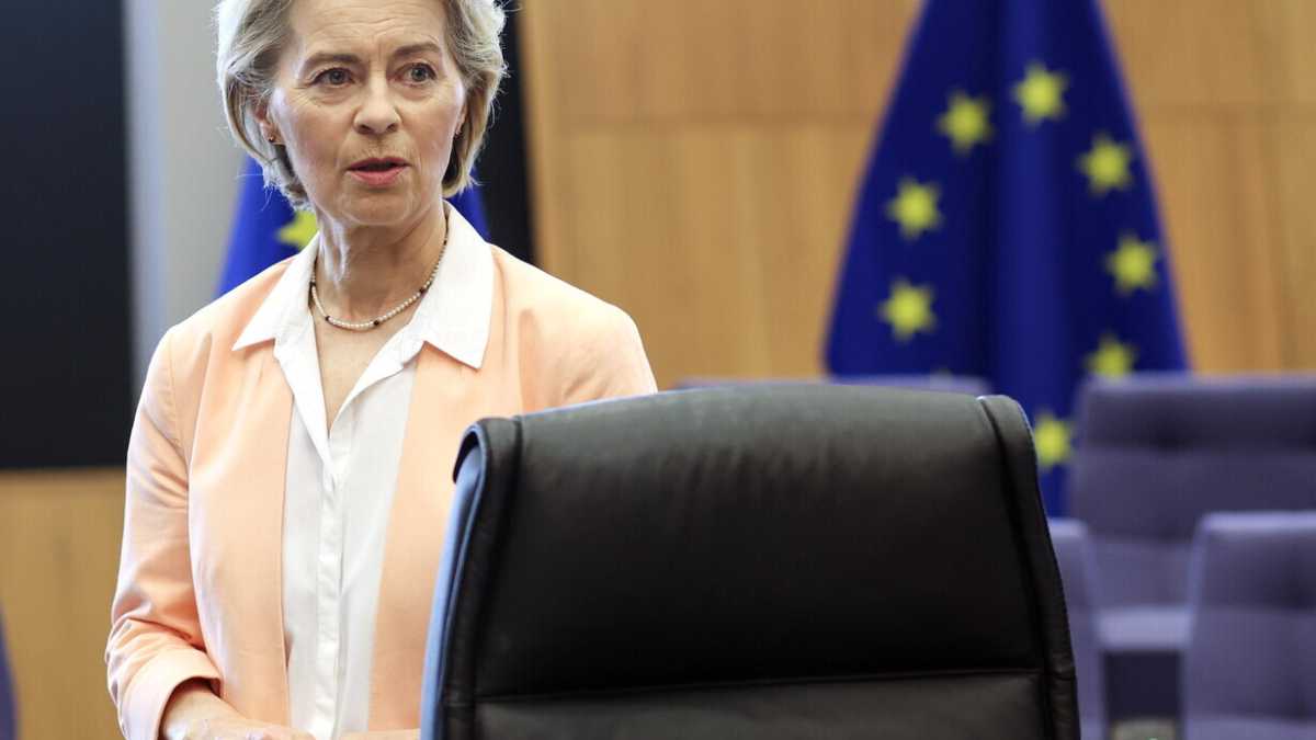 Immagine di Ursula von der Leyen è stretta tra i Verdi e una Meloni ora libera da Vox