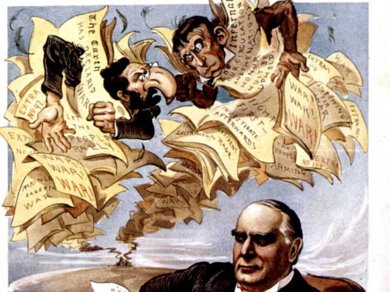 Dettaglio di una vignetta pubblicata su "Puck" contro il presidente McKinley, 1898, Stati Uniti (Biblioteca del Congresso)&nbsp;<br />