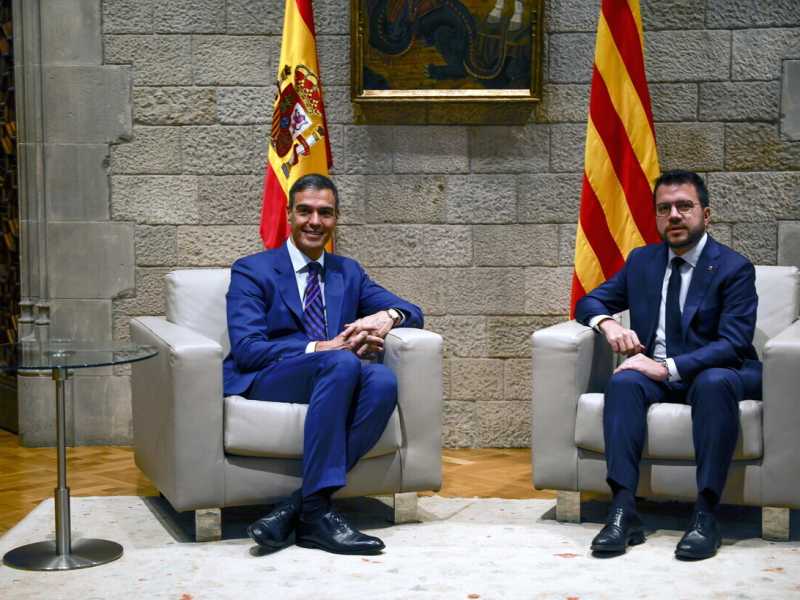 Pedro Sánchez e Pere Aragonès (Ansa)