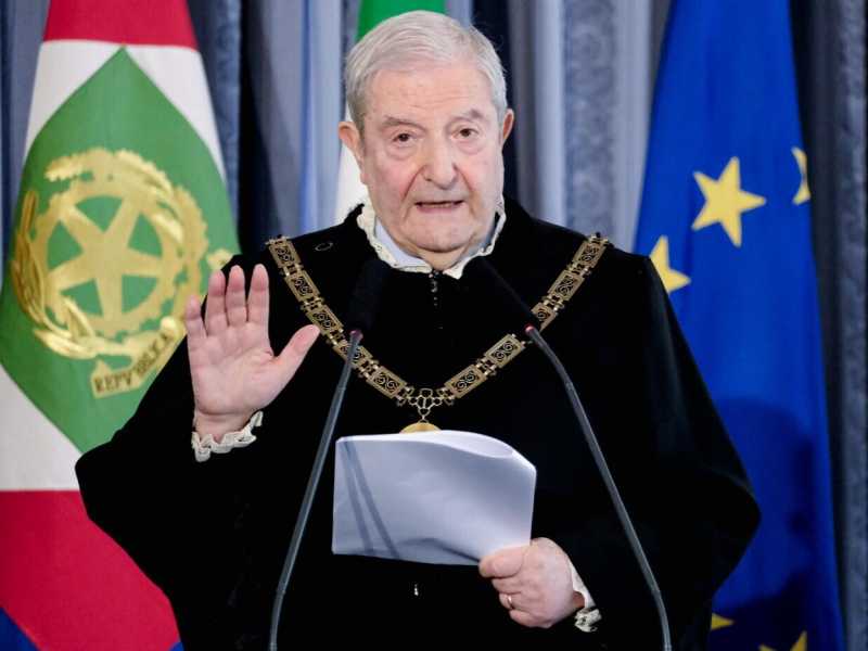 Il Presidente della Corte Costituzionale Augusto Barbera il 18 marzo 2024 (foto Mauro Scrobogna / LaPresse) <br />