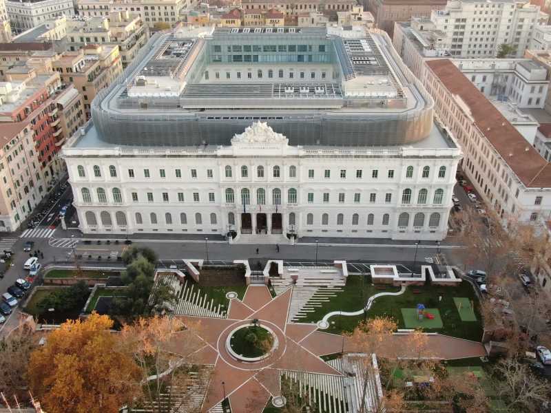 Una foto dall'alto di Palazzo Dante, sede unitaria dell'Intelligence italiana (foto sicurezzanazionale.gov.it)&nbsp;<br />