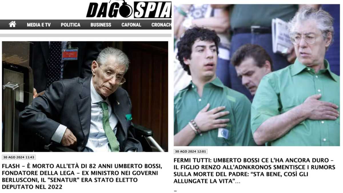 Immagine di La falsa morte di Umberto Bossi: il fondatore della Lega "sta benissimo"