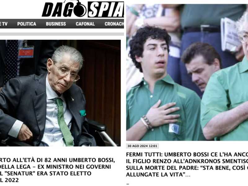 La falsa morte di Umberto Bossi: il fondatore della Lega "sta benissimo"