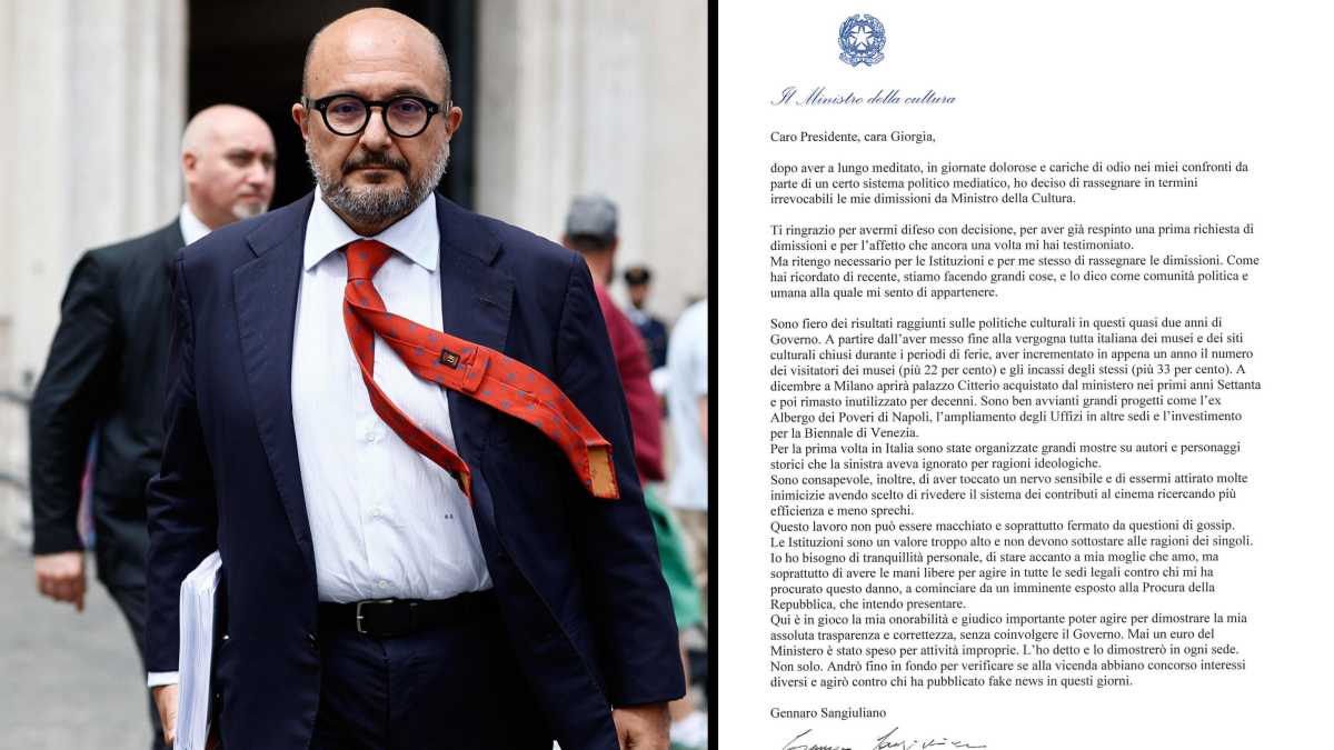 Immagine di Sangiuliano si dimette: "È in gioco la mia onorabilità". Meloni: "Uomo onesto". Al suo posto Alessandro Giuli