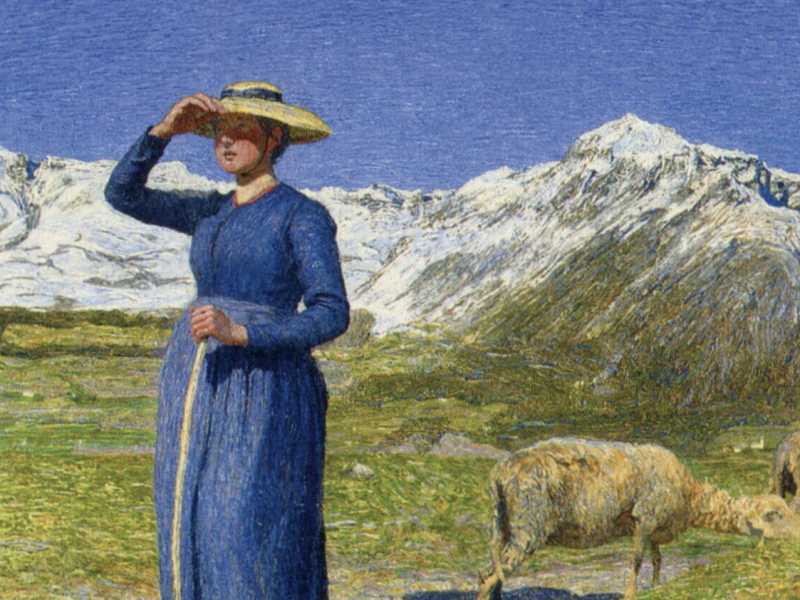 "Mezzogiorno sulle Alpi" di Giovanni Segantini, 1891 (Wikipedia)