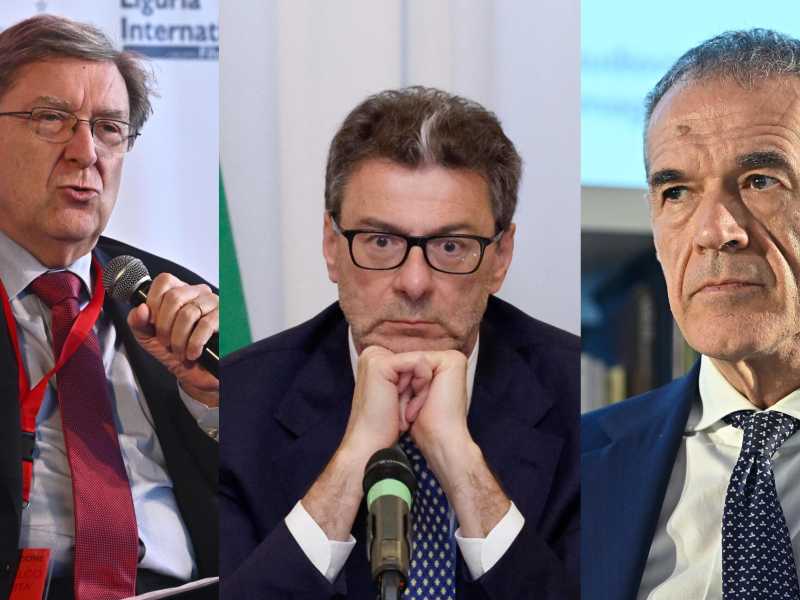  Enrico Giovannini, Giancarlo Giorgetti, Carlo Cottarelli - foto Ansa