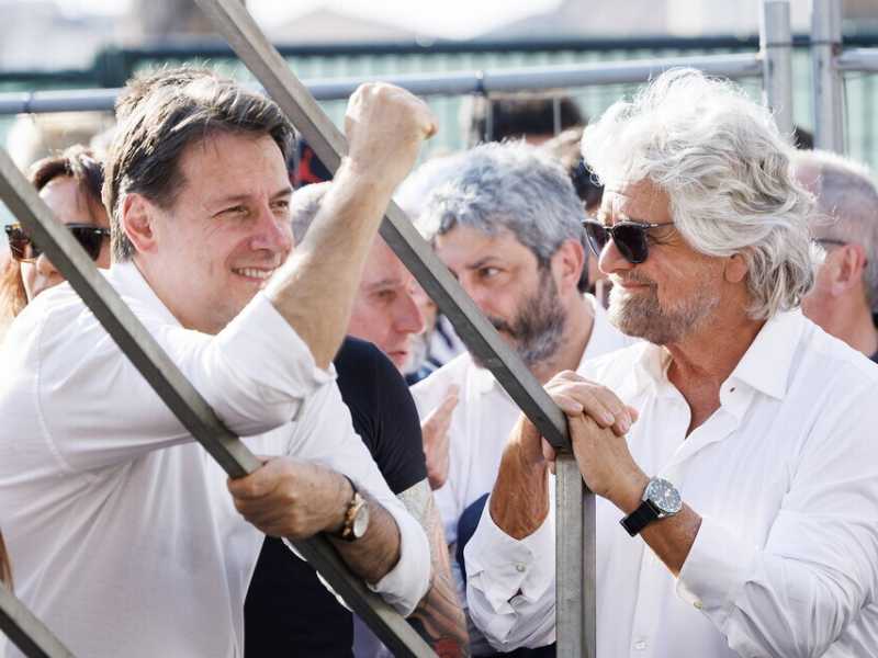 Giuseppe Conte e Beppe Grillo - foto LaPresse