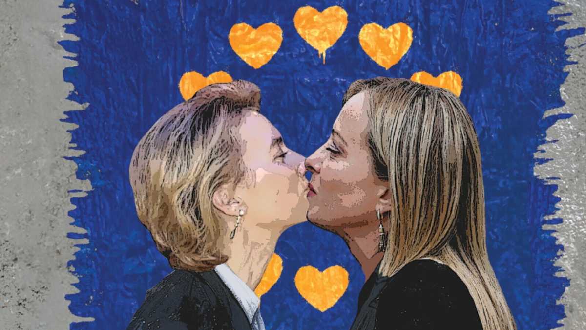 Immagine di Il bel bacio tra von der Leyen e Meloni