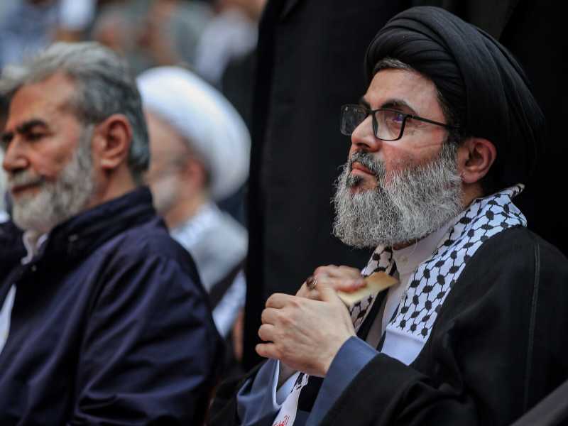 17 maggio 2021, Safi Al Din partecipa a un raduno organizzato nella periferia sud di Beirut (Foto di Marwan Naamani/picture alliance via Getty Images) <br />