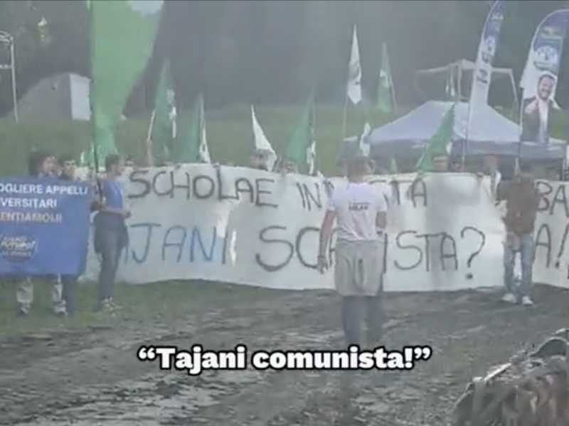 Le ragioni dello zelante leghista Verri, quello dello striscione contro Tajani a Pontida